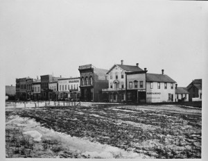 South side for Front Street looking east across N.P. Park and 7th Street, Fargo, N.D., Downtown, 1879