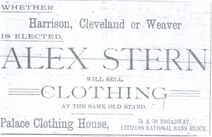 Stern ad November 9, 1892