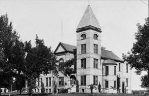 The third Clay County courthouse, built with bricks from John Bergquist's brickyard in 1882.