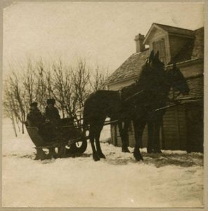 Photograph of a Cutter or horse-drawn wagon, cir. late 19th Century, Courtesy of NDSU Digital Horizons and Pembina County Historical Society