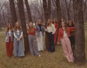 Teenaged girls pose for an advertisement for Herbst Department Store, circa 1970
