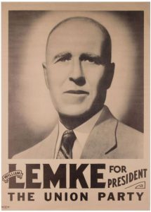 Rare surviving poster from Lemke's presidential campaign